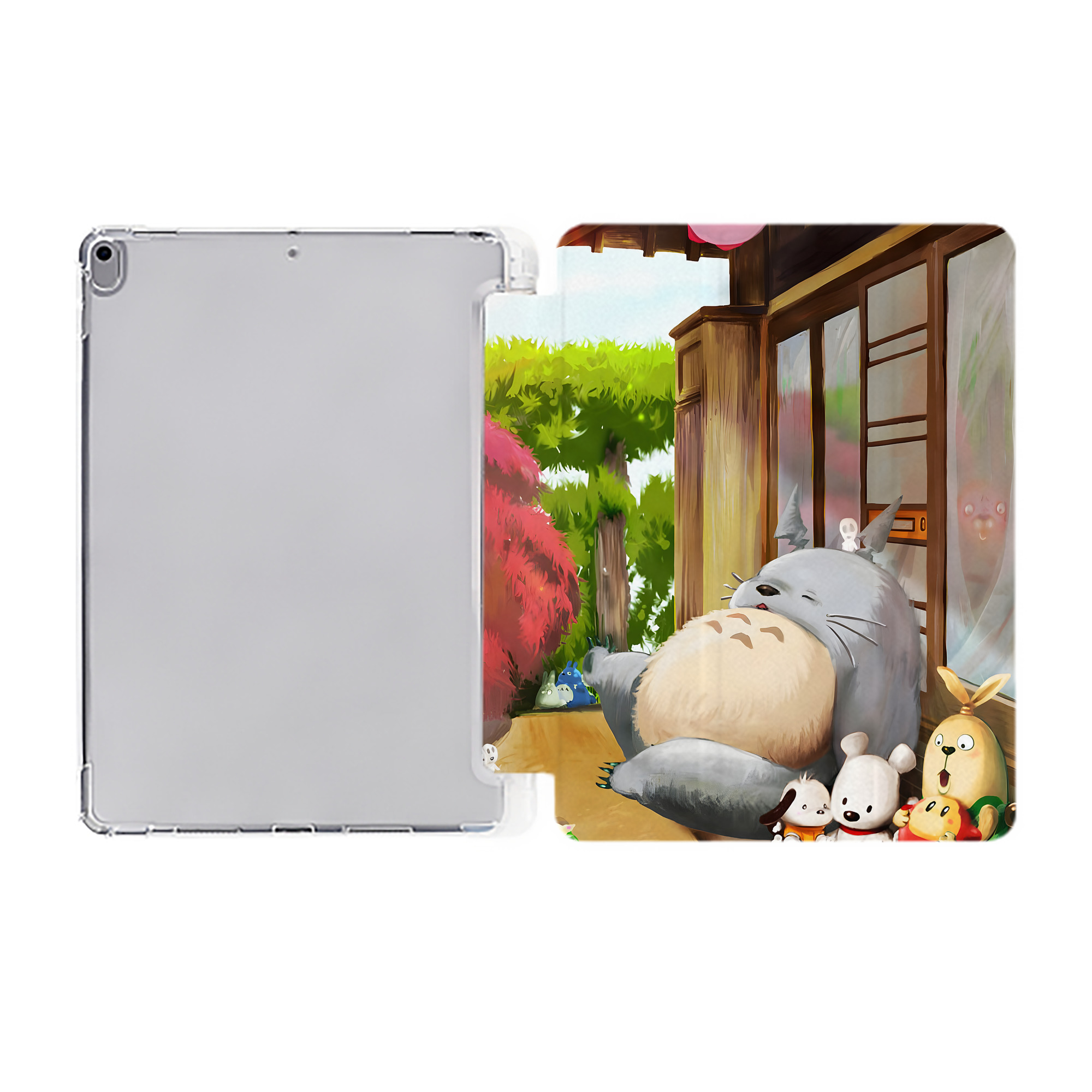 （画像用） となりのトトロ 草壁メイ 草壁サツキ My Neighbor Totoro Satsuki Kusakabe Mei Kusakabe IPad ケース ペン収納付き 三つ折りスタンド PUレザー×シリコン 対応機種9.5/10.5/10.9インチ